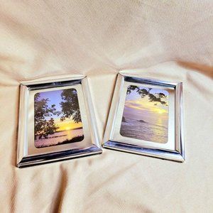 Vintage 1970s Mirrored Beach Art Pair